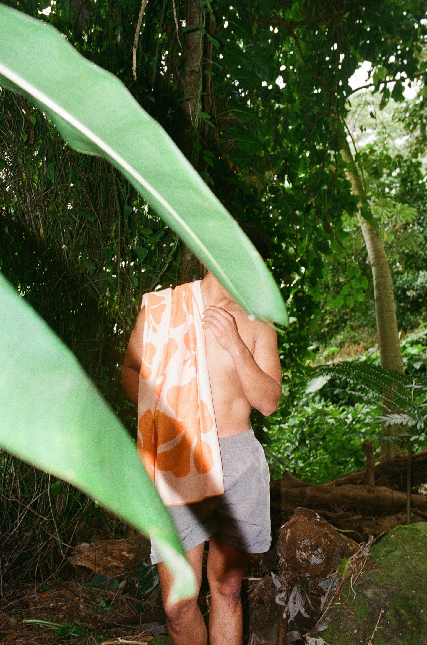 Orange Retro Hibiscus Towel